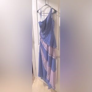 One shoulder, formal gown, multi-shades of purple with bead work - like new